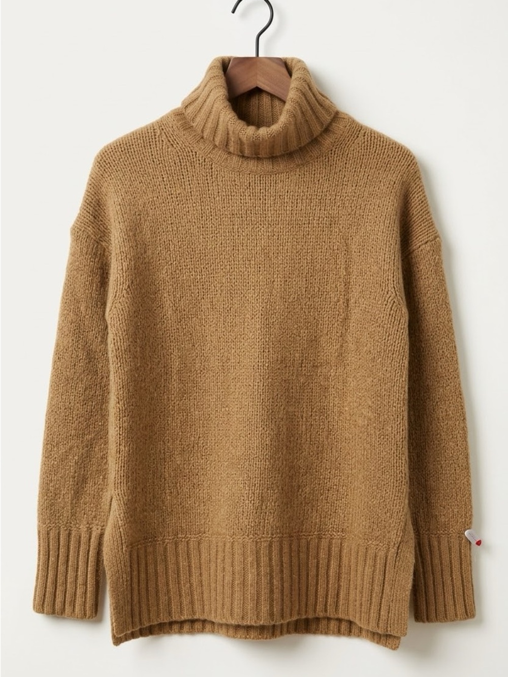 Everlane Chunky Camel Colored Turtleneck / Oversized Ribbed Sweater Wool Alpaca